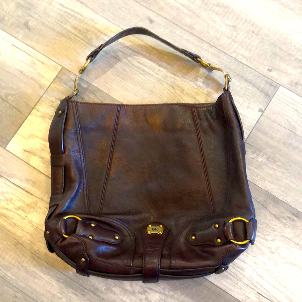 Micheal Kors Chocolate Brown Pebbled Leather Hobo Bag.